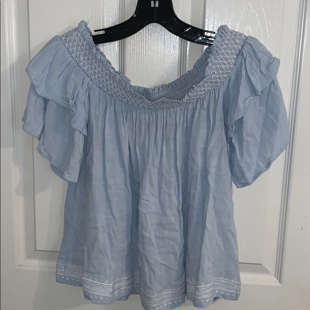 Baby blue off the shoulder top